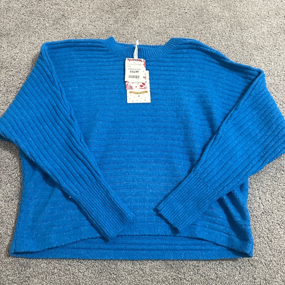 Blue ribbed sweater
